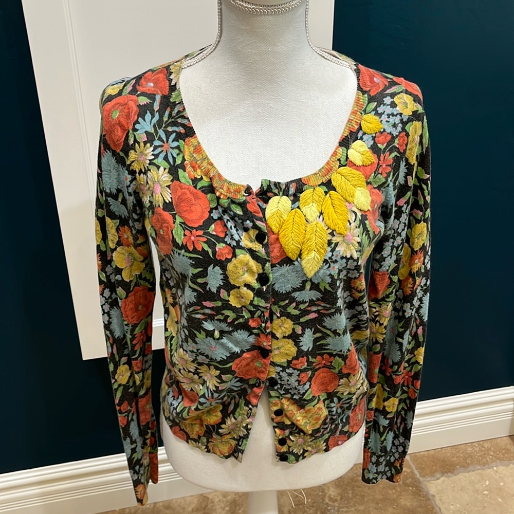 Anthropologie “Karen Nicol” floral cardigan